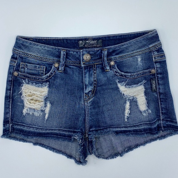 Silver Jeans Pants - Silver Courtney Distressed Shorts